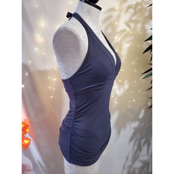 Athleta Shirrendipity Halter Tankini Swim Top Womens Size ST Dress Blue Beach - Picture 4 of 11